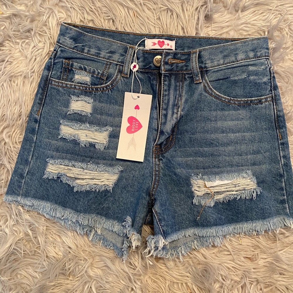 High waisted jean shorts